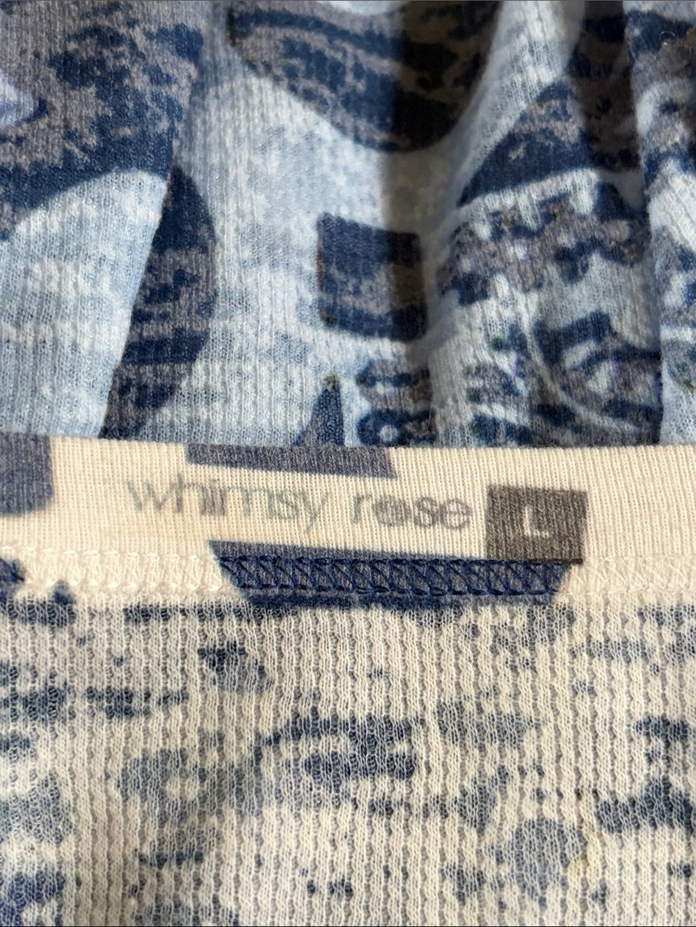 Sundance Whimsy Rose Blue Patterned Long-Sleeve Women's Top, large - Picture 4 of 4